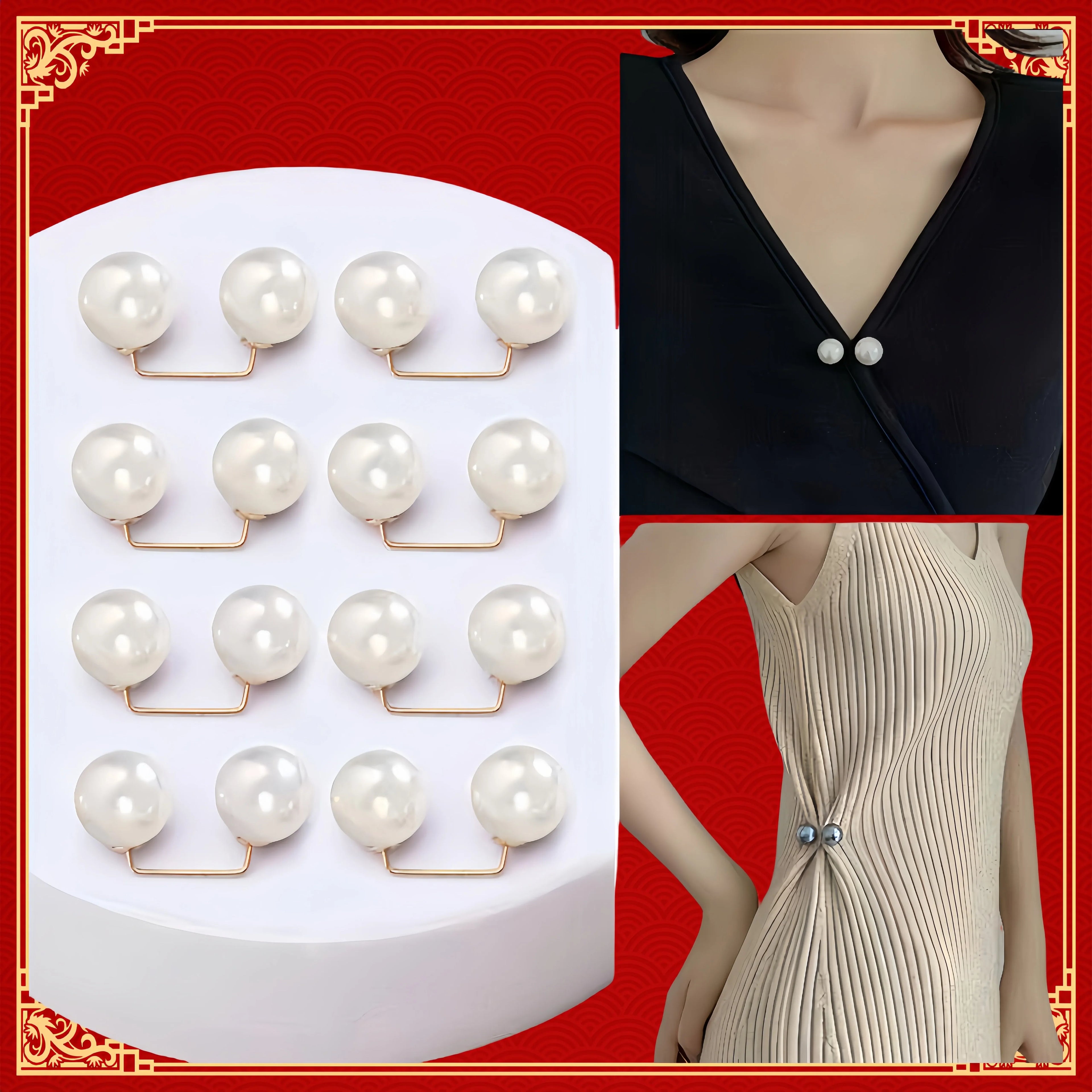8PCS pearl non-slip safety pins Dress brooch decoration dress waist fastening pins collar adjustment scarf safety fashion Oasis Select 8pcs G4135B