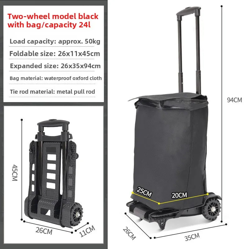 Multi-functional Portable shopping cart folding trolley household trolley luggage cart trolley Oasis Select Black B