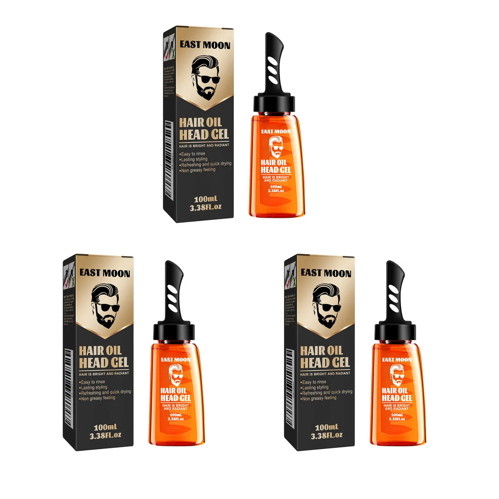 2 in 1 Men's Hair Styling Gel With Wide Tooth Comb Long-lasting Fluffy Hair Styling Oil Styling Cream Strong Hold & Shine Oasis Select 3 x 100ml Boxed