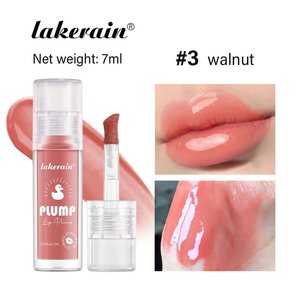Lakerain Lip Glaze Brightening Lip Color Long-lasting Moisturizing Ginger Root Extract Lip Glaze Texture Hot Plump Lip Gloss Oasis Select Walnut