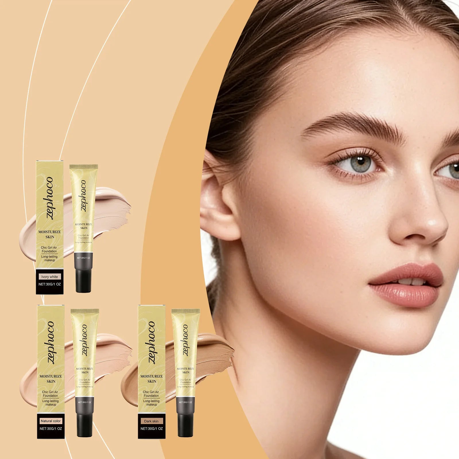 Concealing Foundation, Natural Concealer, Lightweight Skin-Fitting, Clear Finish, Brightening 3D Contour, Long-Lasting Wear Oasis Select