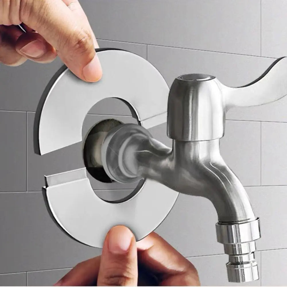 1PC Self-Adhesive Stainless Steel Faucet Decorative Cover Shower Chrome Finish Water Pipe Wall Covers Bathroom Accessories Oasis Select