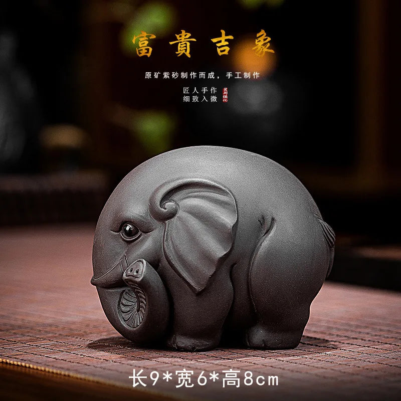 Tea Pet Purple Clay Wealth-attracting Ornament Elephant Tea Play Tea Table Auspicious Elephant Ornament Oasis Select - Purple Clay