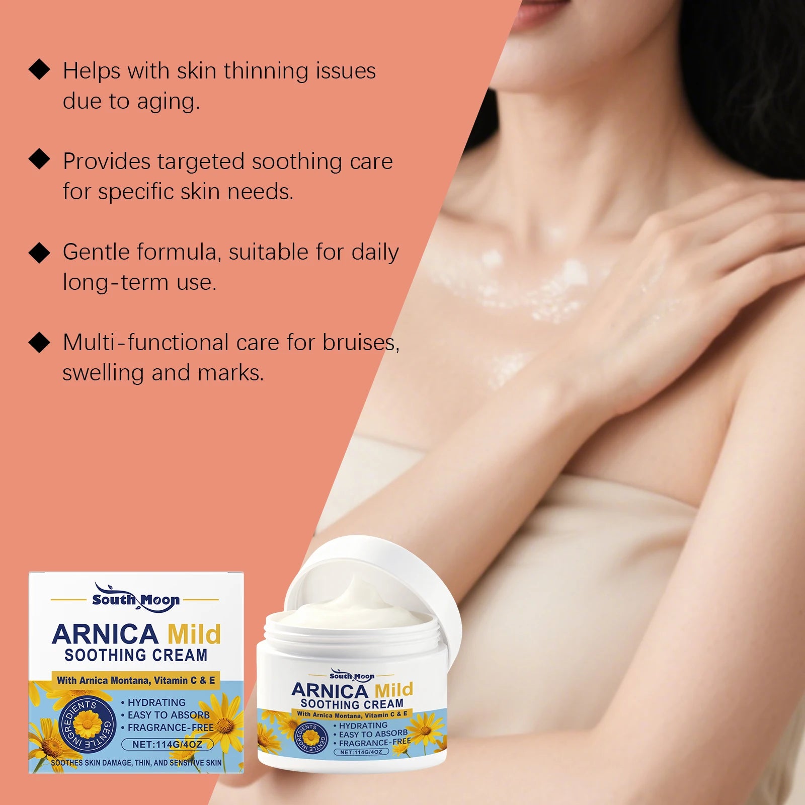 Soothing and Repairing Cream Repair Damaged Barriers Relieve Bruises Arnica Cream Reduce Swelling Marks Fragrance-Free Skin Care Oasis Select