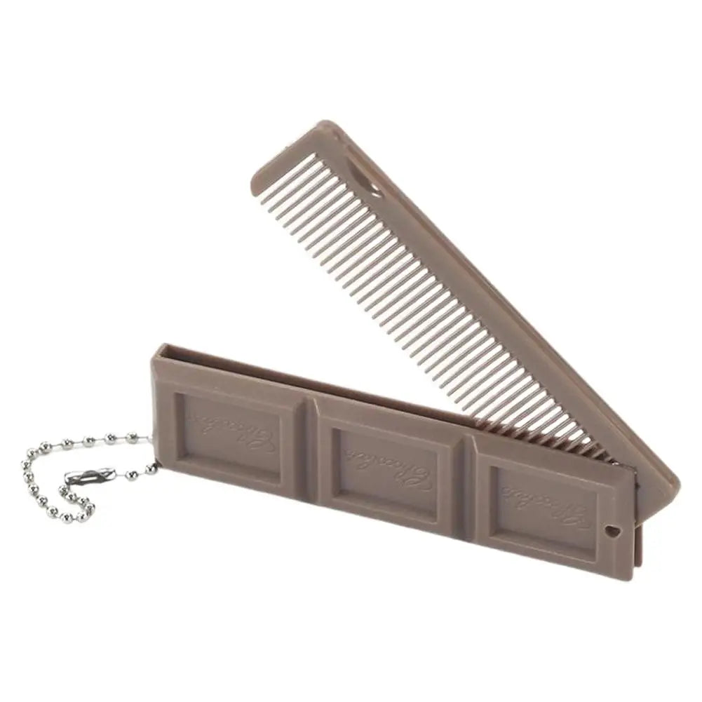 2 in 1 Foldable Hair & Makeup Comb, Chocolate-Shape Folding Comb with Mirror Portable Massage Comb Brush for Travel Hair Styling Oasis Select C