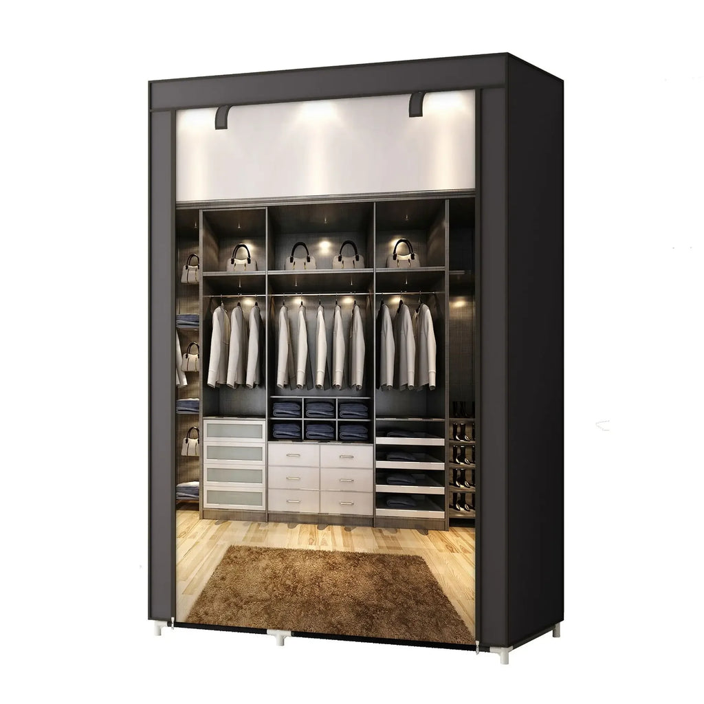 Multi-functional Spot Simple Wardrobe Bedroom Rental Home Home Hanger Storage Folding Storage Dust Cloth Wardrobe Durable Oasis Select Grey 170-100-45