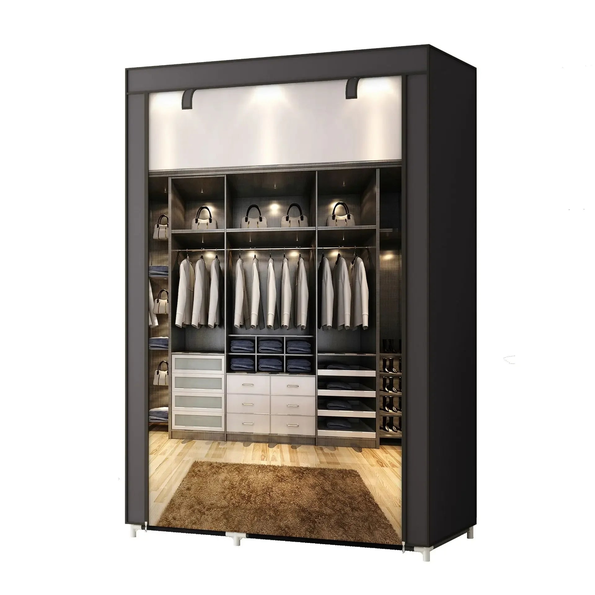 Multi-functional Spot Simple Wardrobe Bedroom Rental Home Home Hanger Storage Folding Storage Dust Cloth Wardrobe Durable Oasis Select Grey 170-100-45