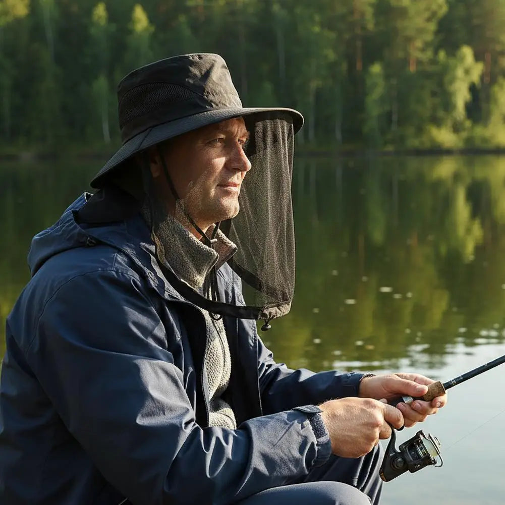 Mosquito Net Sun Hat – Full Mesh UV Protection Fishing Cap