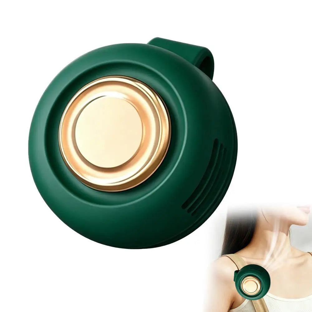 Mini Clip On Fan Portable Waist Hanging Neck Fans Hands Free USB Personal Air Cooler Wearable Pocket Fan for Travel Camping Oasis Select green