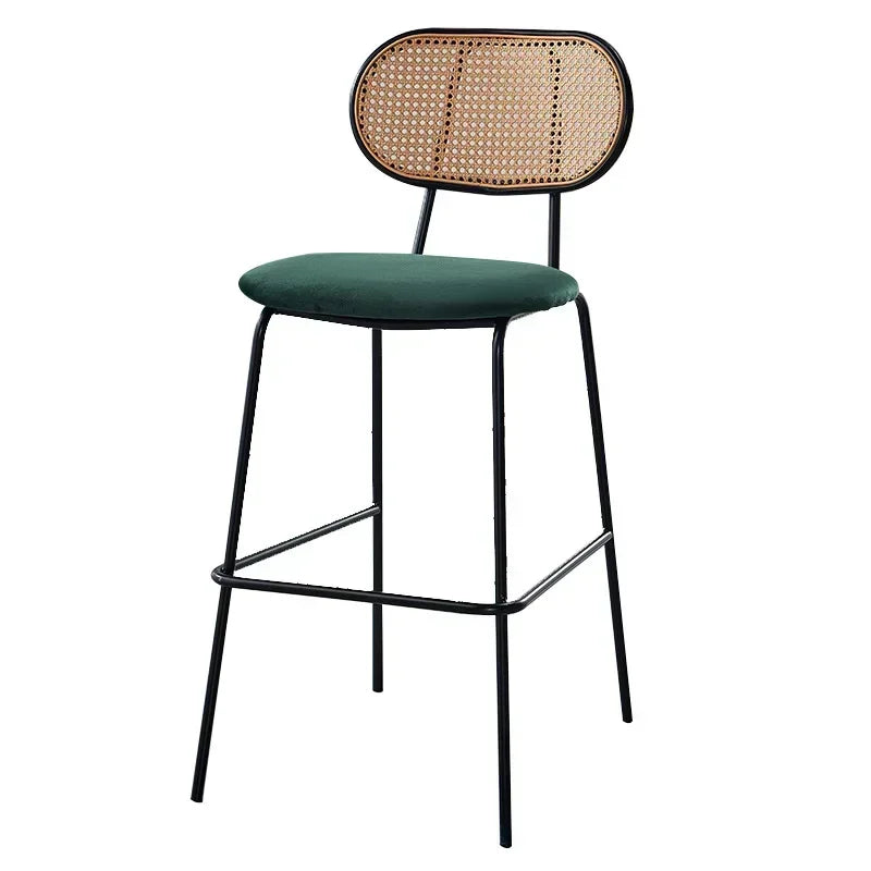 Multi-functional Nordic Modern Simple Bar Chair Home Rattan Backrest High Chair Soft Bag Bar Cafe Bar Stool Durable Oasis Select