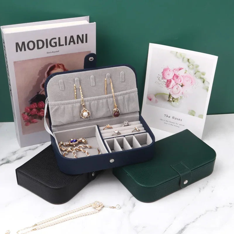 2024 Portable Jewelry Box Jewelry Organizer Display Travel Jewelry Case Boxes Button Leather Storage Chenille Jewelers Joyero Oasis Select