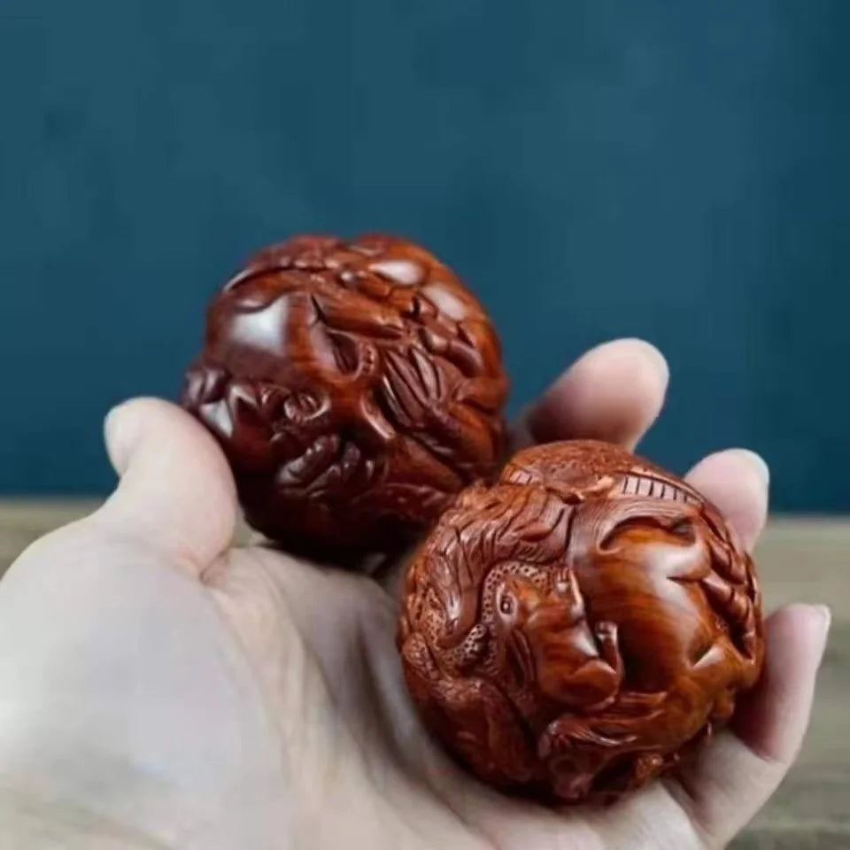 Huanghuali Zodiac health ball handball massage ball engraving fitness ball solid wood carving decoration Oasis Select