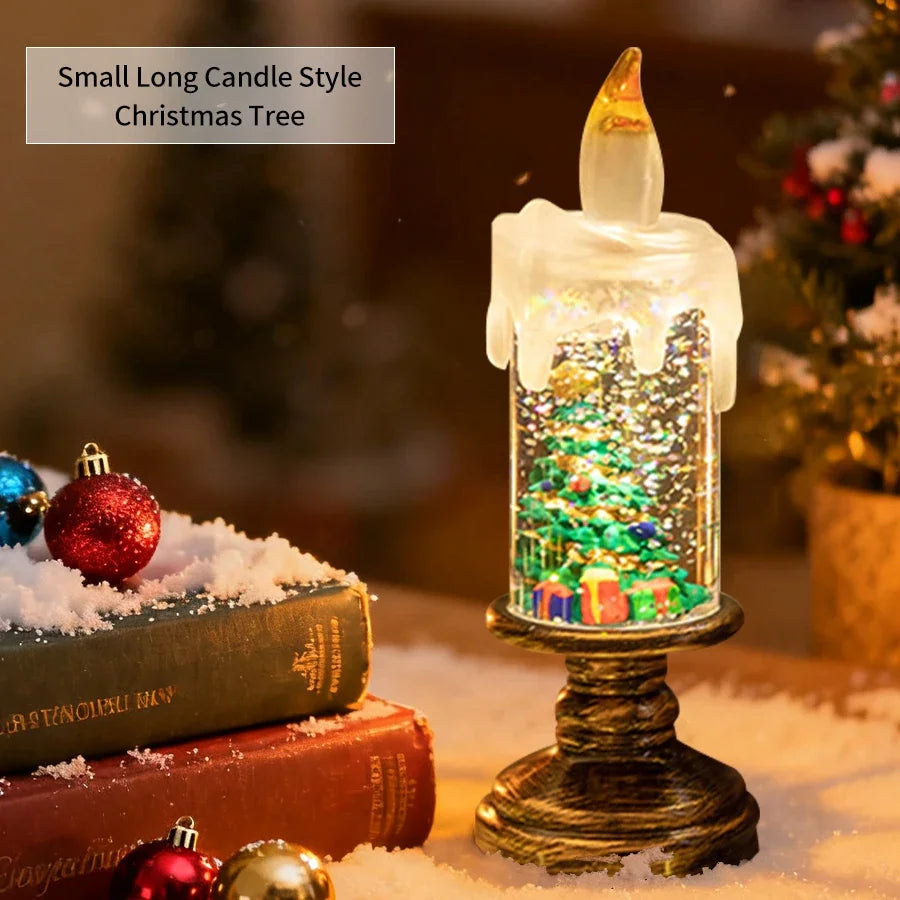 Christmas LED Snowman Crystal Candle Lamp | Flameless Decor LED Candle Lamp Oasis Select Christmas tree