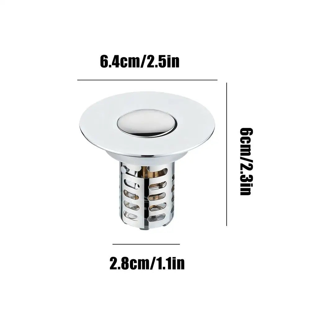 Sink Strainer Rebound Drain Plug Filter Metal Basin Pop-up Sink Filter With Hair Catcher Bathroom Sink Drain Stopper Strainer Oasis Select oblique round hole