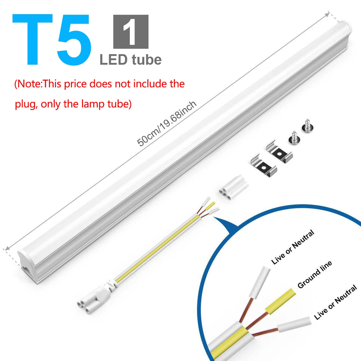50CM LED Fluorescent Lamp High Quality Aluminum Bar Light T5 T8 LED Tube with AC220V EU Plug Swtich Energy Saving Home Wall Lamp Oasis Select 1x T5 Tube No Plug Warm White 200-230V EU Plug