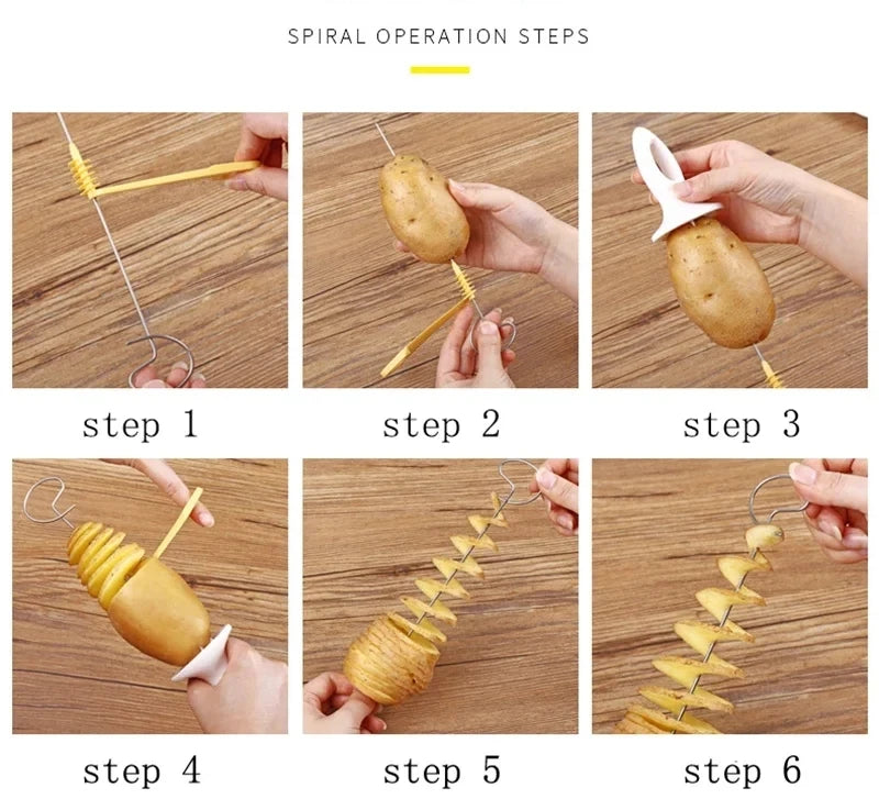Spiral Potato Slicer Cutter – Stainless Steel Twisted Veggie Tool