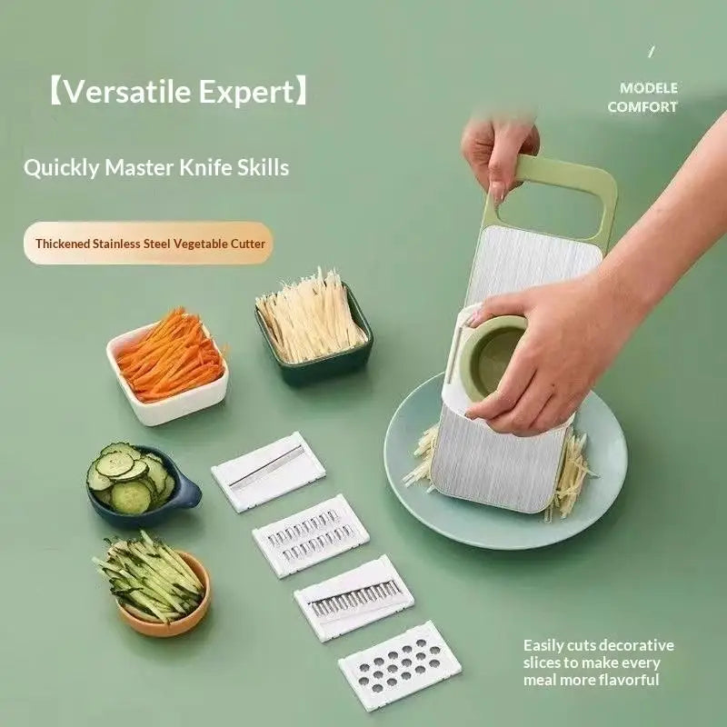 1PCS Vegetable Slicer With Anti Cut Hand Guard Multiple Blades And Storage Box For Home Kitchen Daily Cooking Oasis Select
