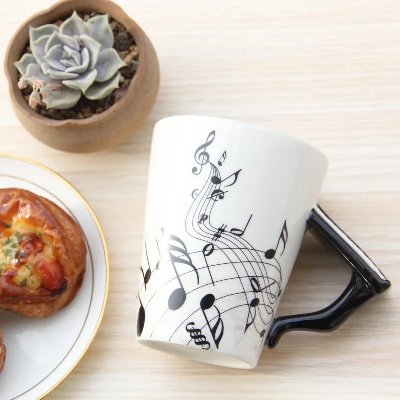 1pcs Ceramic Music Cup Mug Electric Guitar Instrument Creative Coffee Cup Enamel Porcelain Guitar Violin Style Oasis Select