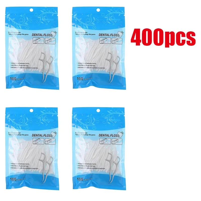 100/300/600Pcs Disposable Dental Floss Sticks Ultra-Fine Portable Toothpick Flosser Set Dental Oral And Travel Care Supplies Oasis Select 400pcs