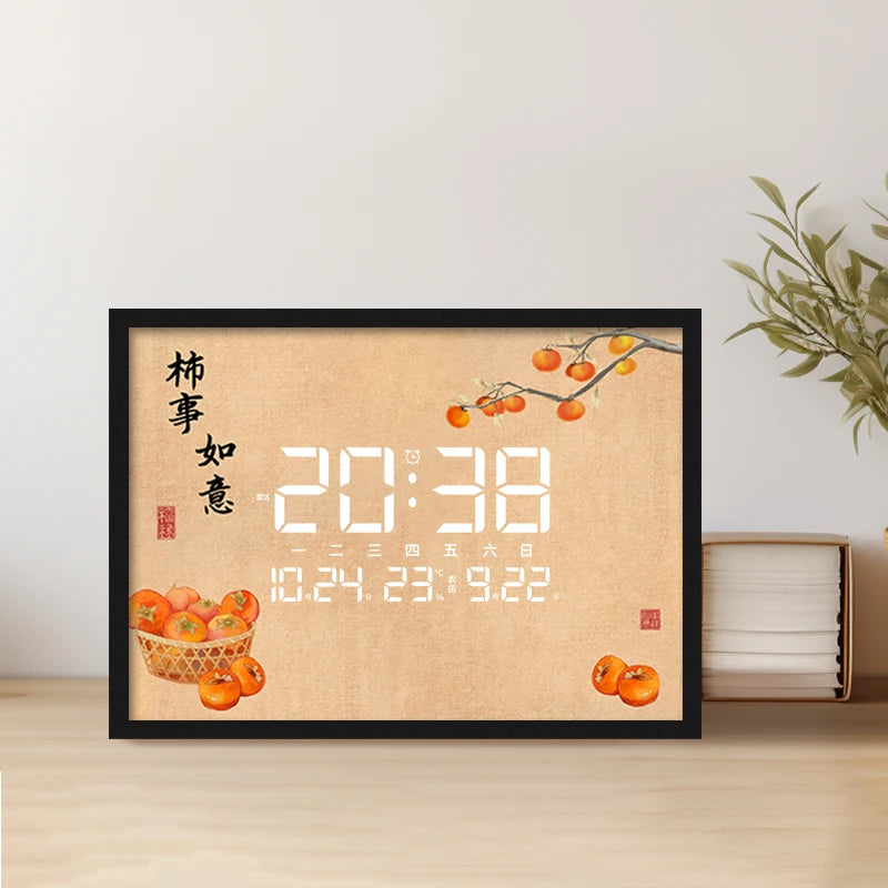 Household Perpetual Calendar Electronic Wall Clock Led Silent Luminous Calendar Smart Alarm Clock Table Clock Oasis Select B 34cmX24cm