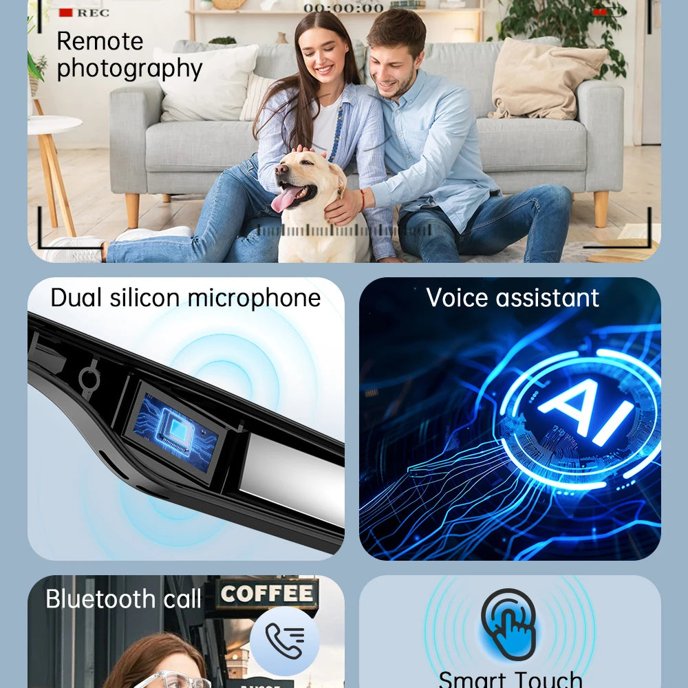 Sunglasses UV/Blue Light Protection Photochromic Glasses Women Voice Call Smart Glasses Men Eyewear Play Music Remote Shooting Oasis Select