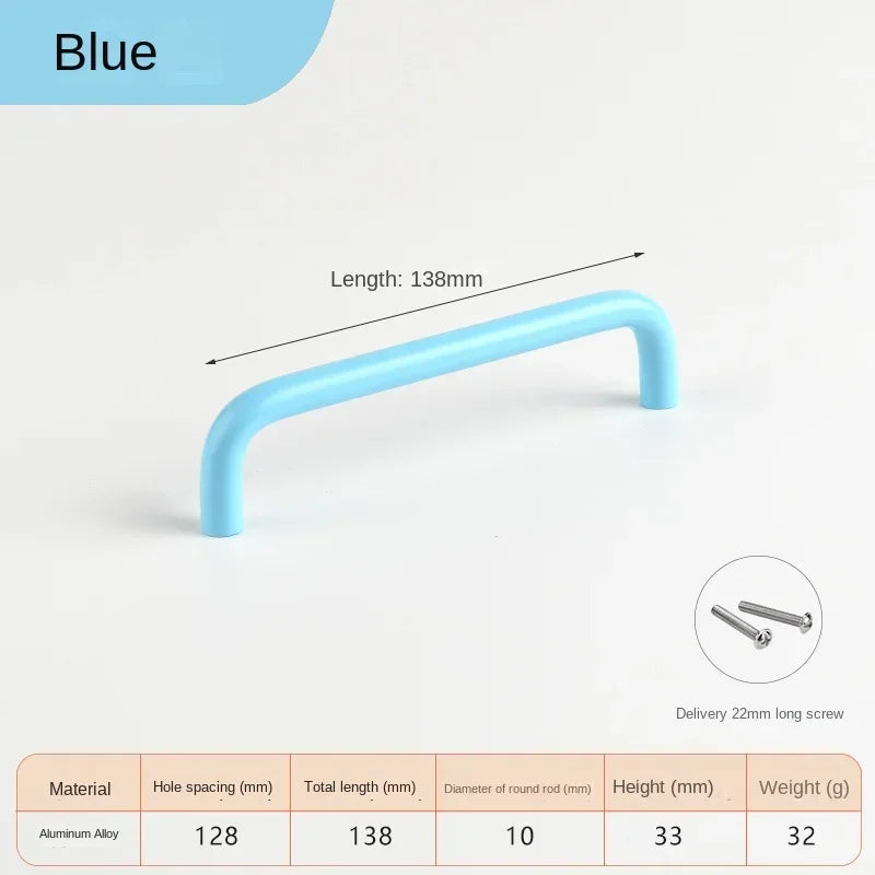 Colorful Kitchen Cabinet Handles 128mm Knobs and Handles for Drawer Cupboard Children's Room Closet Pull Furniture Handle Oasis Select Blue 128mm 1pc