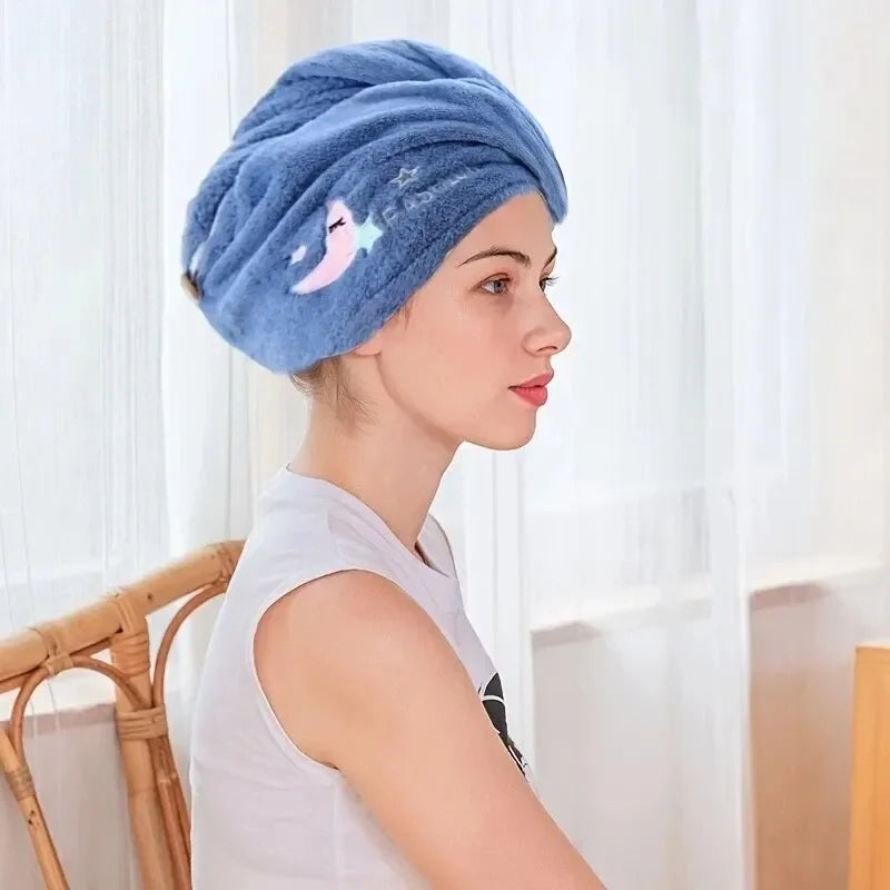 1pc Quickly Dry Hair Hat Super Absorbent Soft Bathroom Women Head Towels Girls Cute Hair Towel Hair Dry Wrap Bonnets Oasis Select