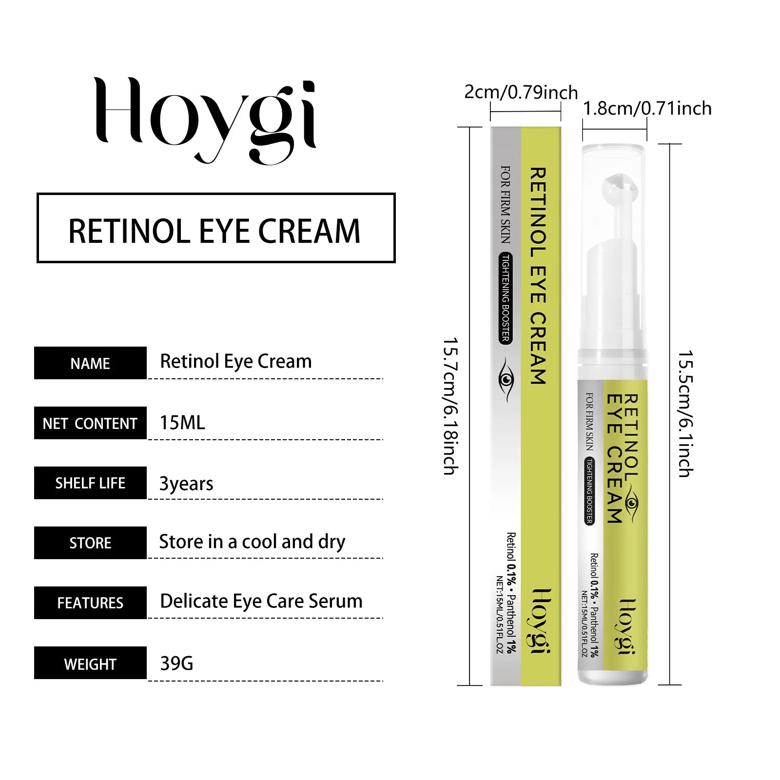 Hoygi Retinol Eye Cream Serum Stick & Patches – Dark Circles Retinol Eye Treatment Oasis Select Eye Serum