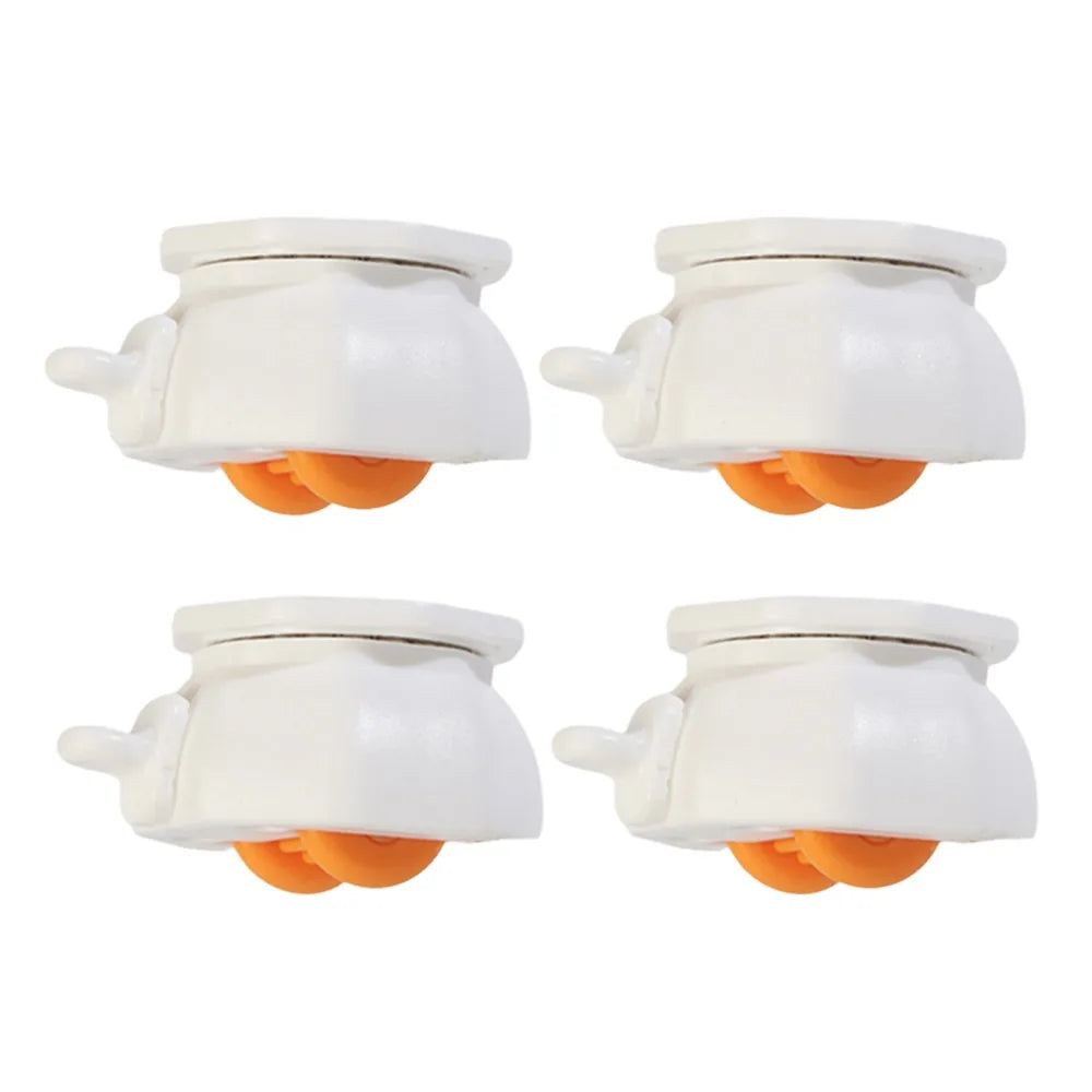 4PCS Furniture Casters Wheels with Brake Mute Wear-resistant Universal Wheel Stablize Self Adhesive Pulley Base Oasis Select White-Yellow Wheel