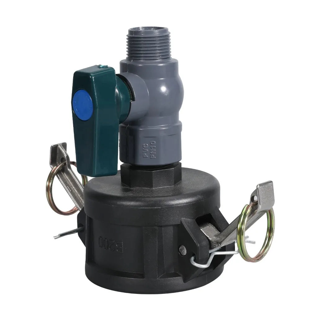 IBC Tote Adapter IBC Tank Gooseneck 3/4 Inch Outlet Tap for 1000L Rainwater Tank Garden Hose Shut Off Ball Valve IBC Tote Valve Oasis Select