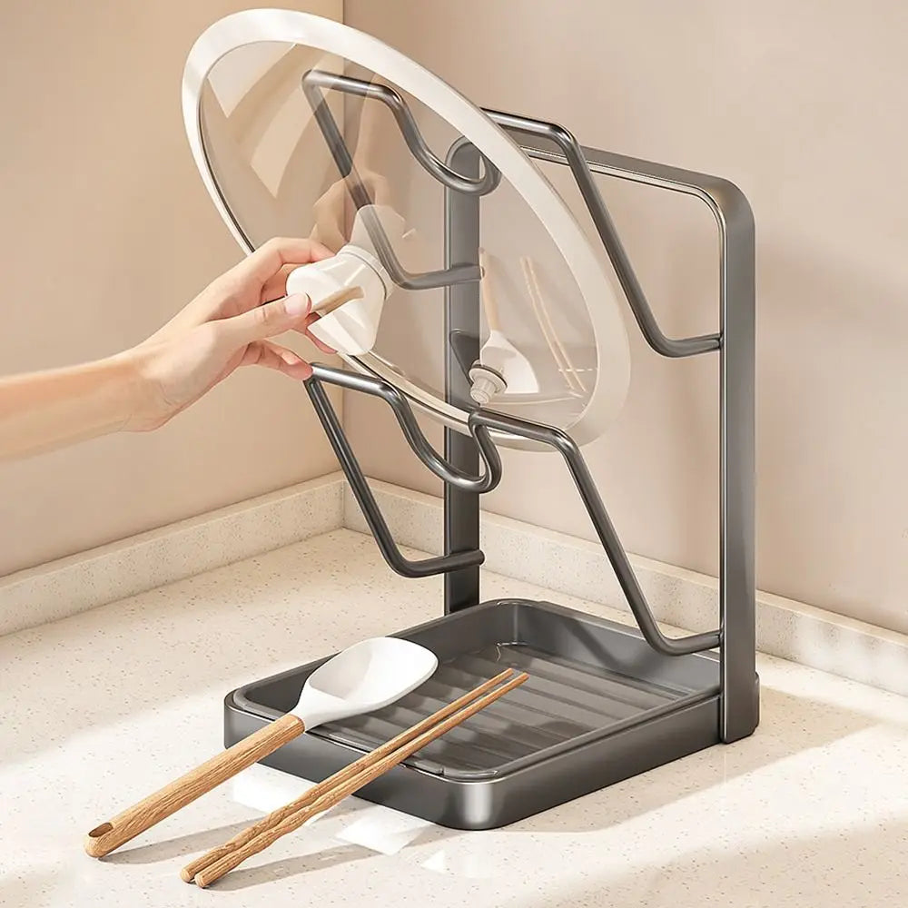Double Layer Pot Lid Rack & Cutting Board Organizer | Non-Slip