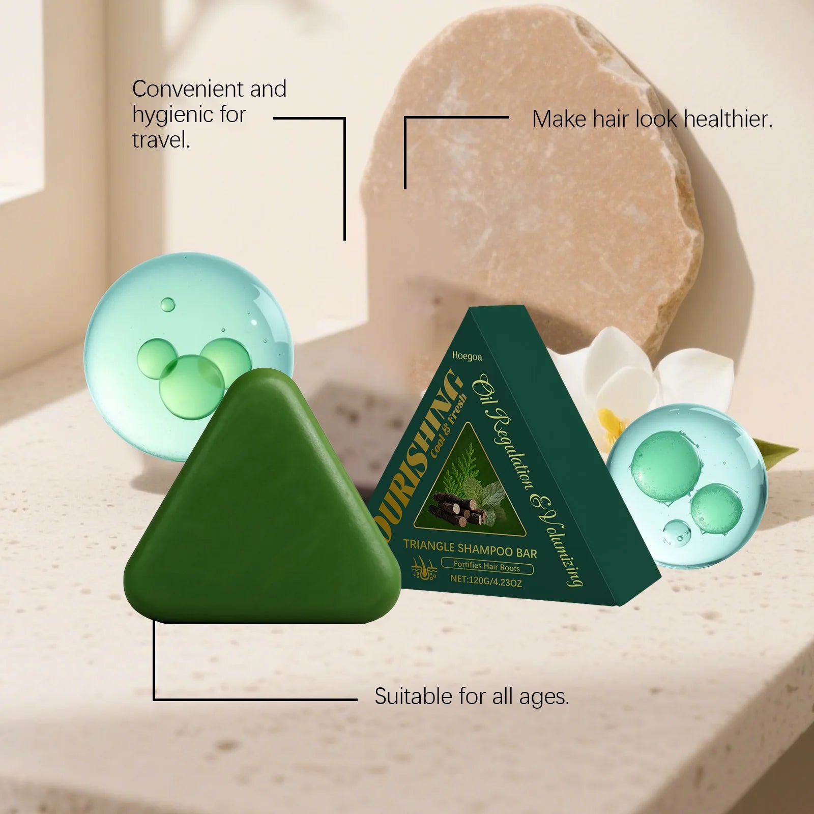 HOEGOA Anti-Hair Loss Shampoo Bar – Scalp & Volume 120g Solid Shampoo Bar Oasis Select