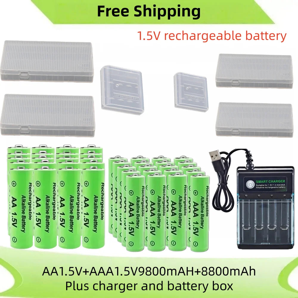 Yuform 1.5V AA & AAA Rechargeable Batteries + USB Charger