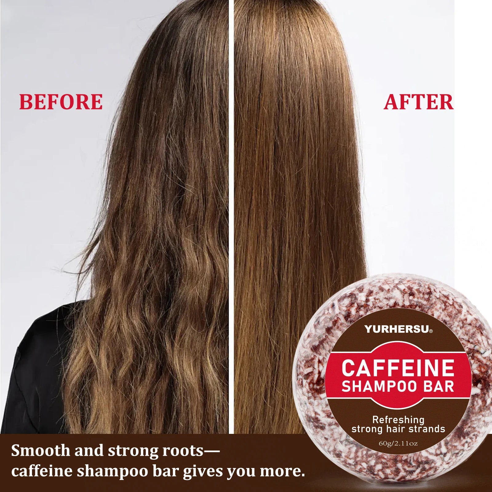YURHERSU Caffeine Shampoo Bar – SLS-Free, Moisturizing, Tropical