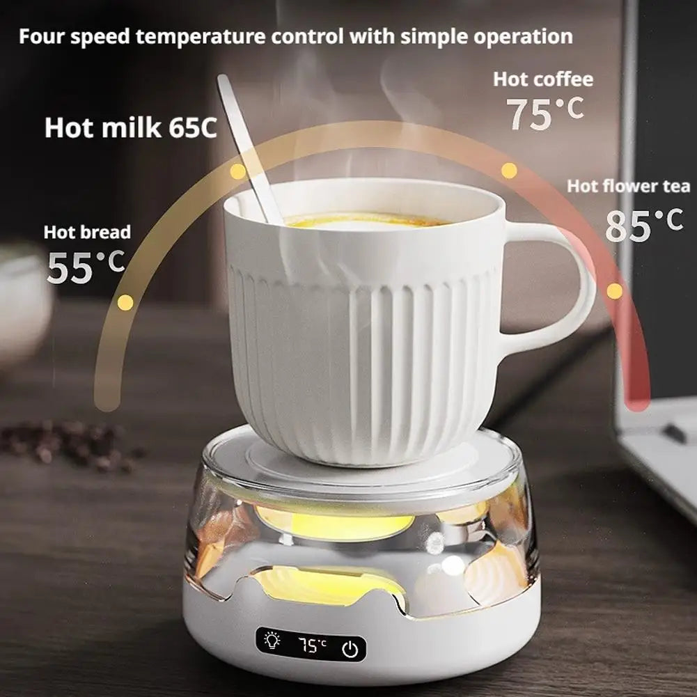 Thermostatic Cup Warmer Coaster – 4 Heat Settings & Night Light