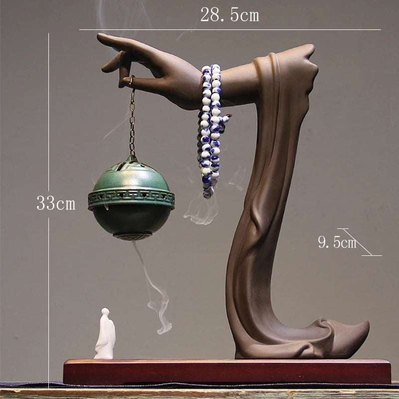 Chinese Zen retro simple ceramic hand aromatherapy reversion aromatherapy stove tea room living room decoration Oasis Select B