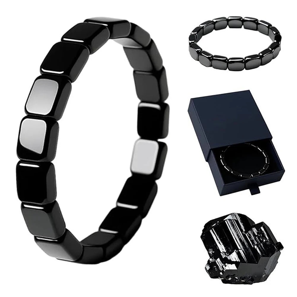Hematite Black Obsidian Beaded Stretch Bracelet | Men & Women