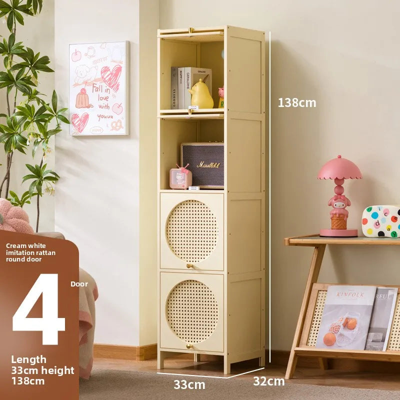 Bookshelf Shelf Floor-to-ceiling bookcase Locker integrated with wall storage Household wood with door Dust-proof display Oasis Select Milk White 4-33