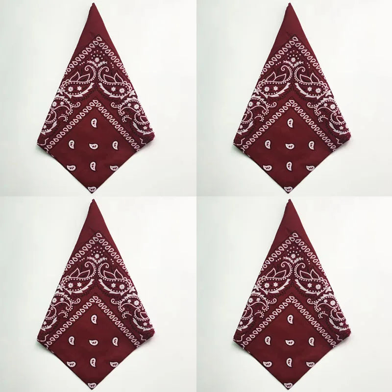 1/4pcs Men Women Bandana Hairband Cowboy Mens Biker Sports Headwear Wrist Hairwrap Single Sided Head Wrap Scarf Paisley Oasis Select 4pcs Wine Red