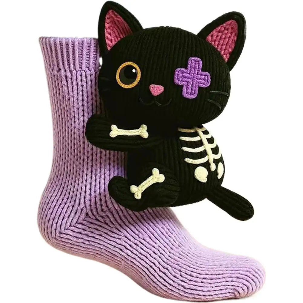3D Knit Animal Socks Cute Floor Socks Hand Crocheted Double Layer Warm Sock with Cute Rabbit Panda Animals Christmas Gifts Oasis Select 08 35-39