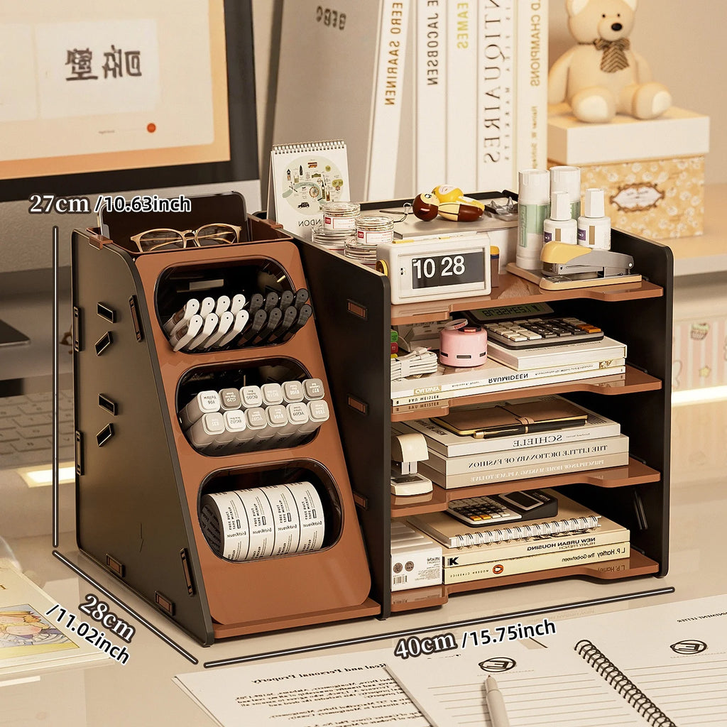 Desktop storage box, office desk file and stationery storage rack, cosmetics and skincare products storage cabinet Oasis Select black