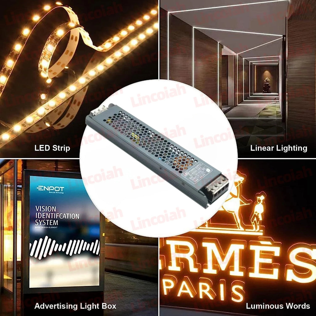Lighting Transformer DC 12V/24V Power Supply Adapter 5A 12A Ultra thin LED Strip Switch Driver Lamp 60W 100W 150W 200W 300W 400W Oasis Select