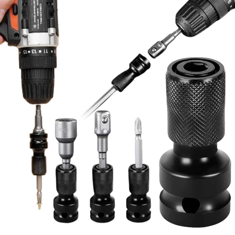 1/2PCS Electric Wrench Impact Wrench Drill Adapter 1/2 To 1/4 Hex Converter Socket Extension Bit Holder for Power Tools Oasis Select