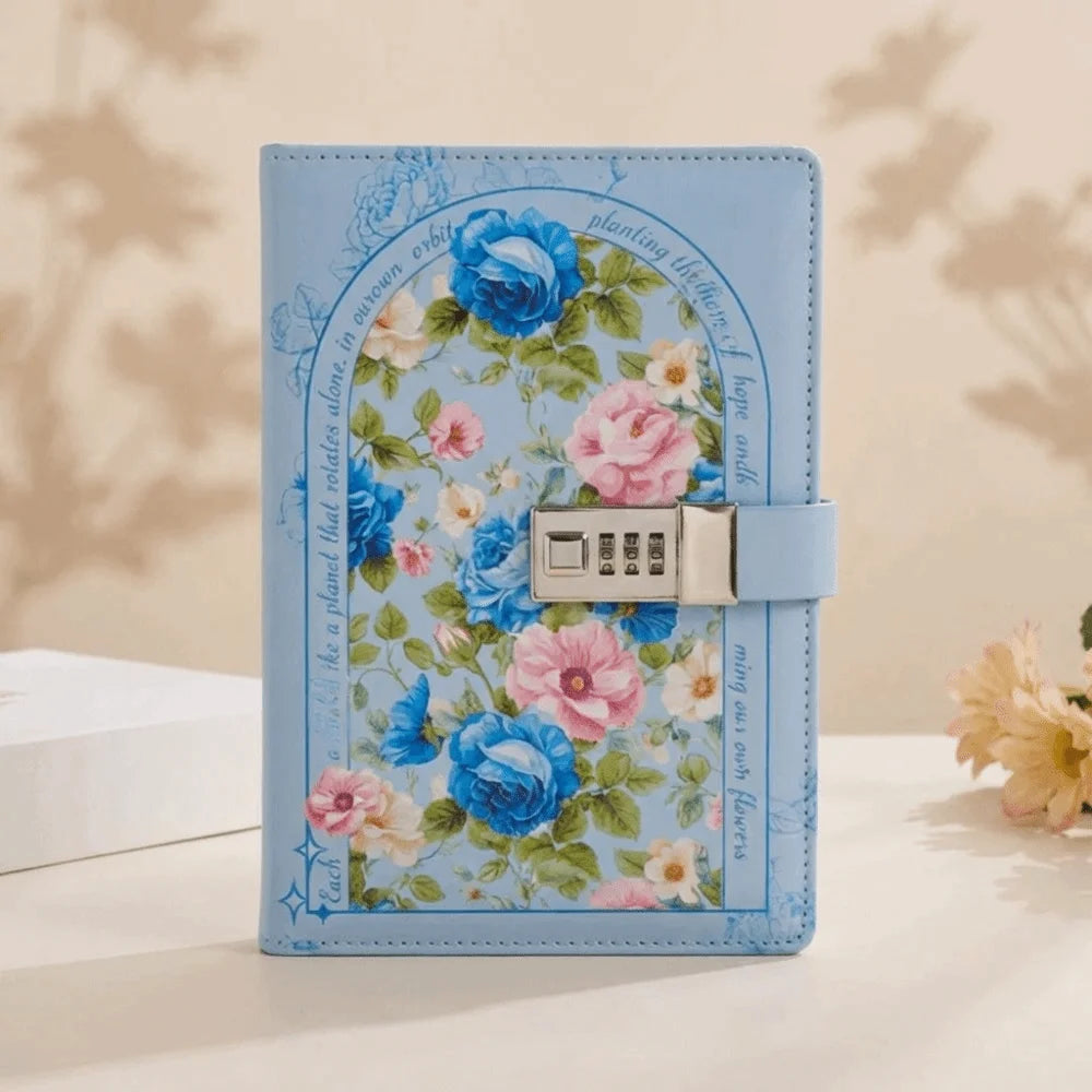 Secure Lock Design Password Lock Notebook Stylish Delicate Compact Size A5 Notebook Simple Elegant Appearance Oasis Select Blue