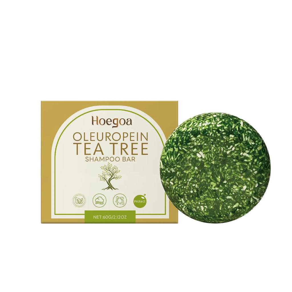 Hoegoa Oleuropein Tea Tree Shampoo Bar Gentle Cleansing Strengthen Hair Roots Add Shine Moisturize Hair Smooth Solid Shampoo Bar Oasis Select 60g