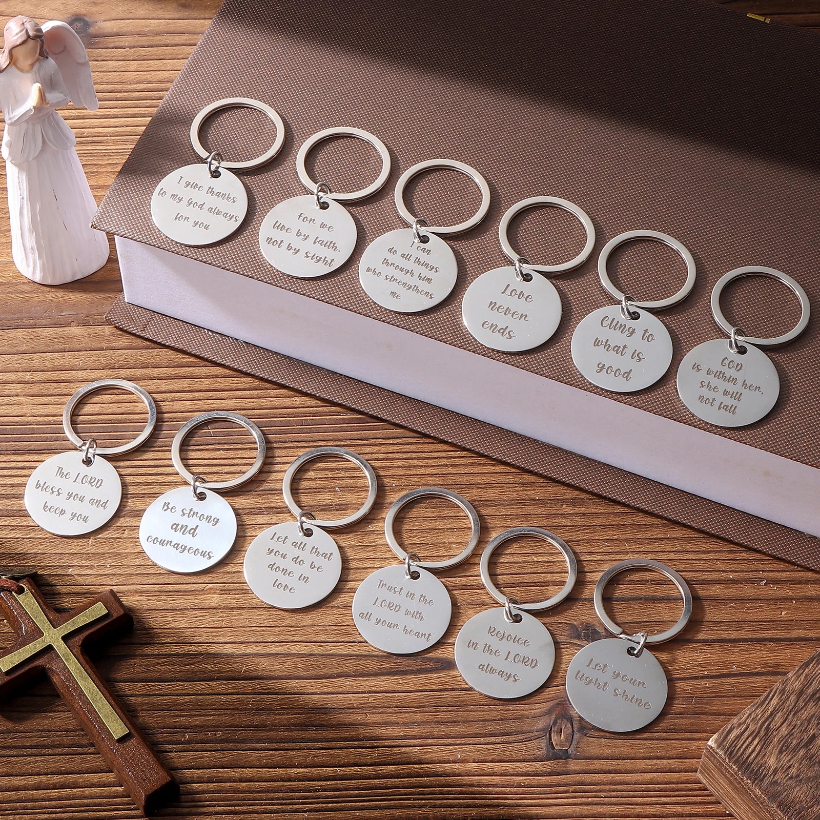 LTEIWFPE 24 Pcs Christian Keychain Bible Verse Keychains Bulk Religious Gifts Party Favors Scripture Quote Inspirational Tokens Oasis Select