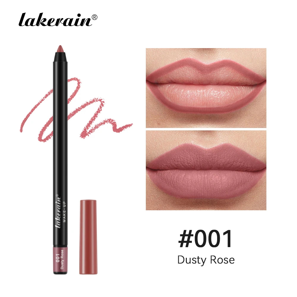 12 Colors Matte Lipliner Pencil Red Contour Tint Lipstick Waterproof Long Lasting Non-stick Cup Moisturising Lips Makeup Oasis Select 1 Dusty Rose