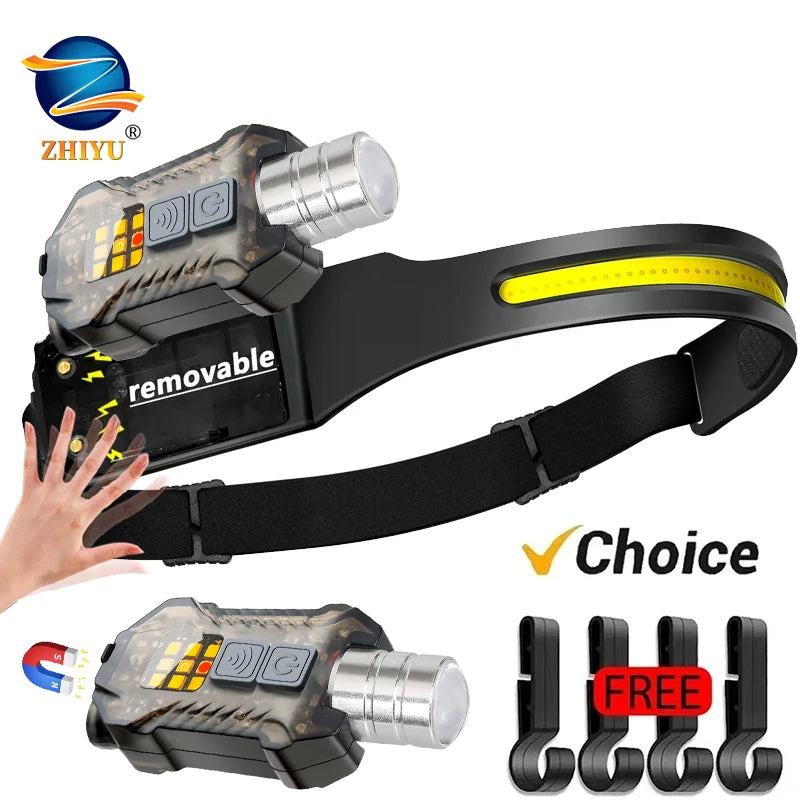 USB Rechargeable COB LED Sensor Headlamp | IP65 Waterproof