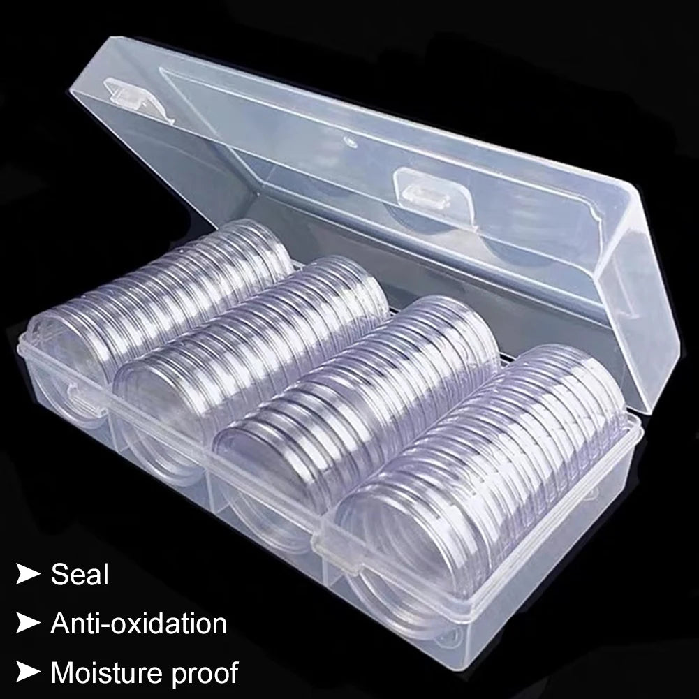 41mm Transparent 60 Coin Holder Round Coin Capsule Storage Container for Collectibles Medals Collection Organizer Supplies Oasis Select