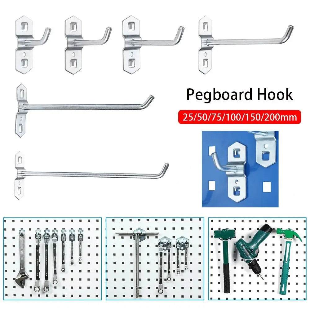 Wall Mount Square Hole Hook Durable Storage Rack 25/50/75/100/150/200mm Oblique Hanger Hole Board Hook Pegboard Hook Oasis Select